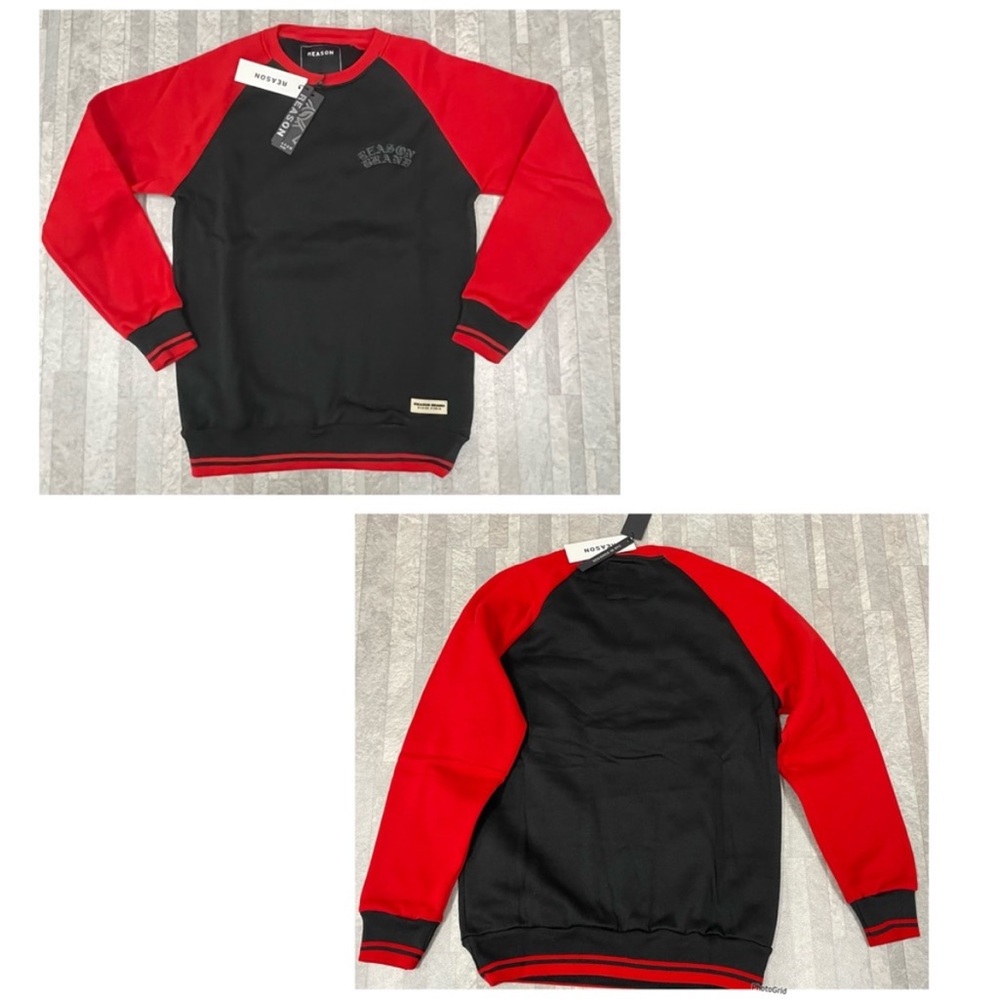 NWT Reason Clothing Reglan Crewneck Sweatshirt in Ted and Black, Size Medium